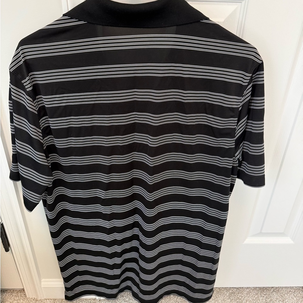 Nike Men's Polo Golf Shirt with Black and Gray Stripes